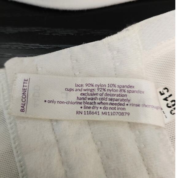 Cacique White Black Lace Balconette Underwire Women's Bra 44DD - Picture 3 of 4